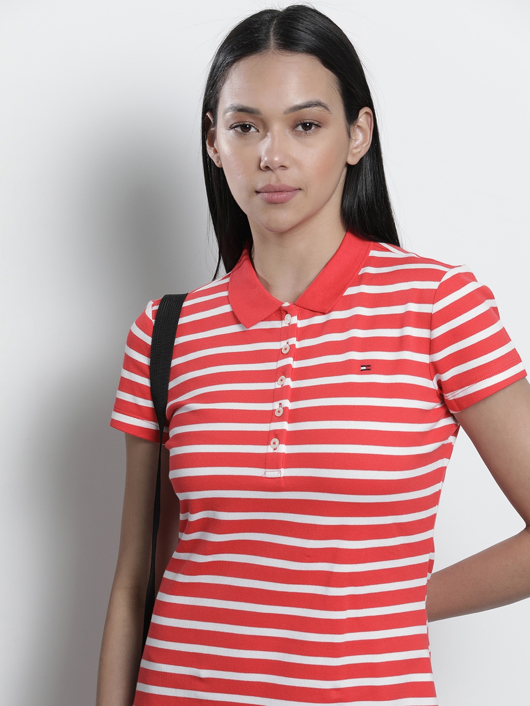 

Tommy Hilfiger Red & White Slim Fit Striped T-shirt Dress