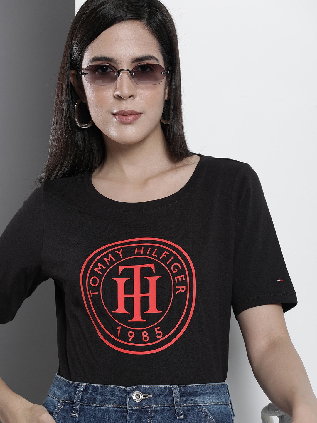 

Tommy Hilfiger Sustainable Brand Logo Printed Pure Cotton T-shirt, Black