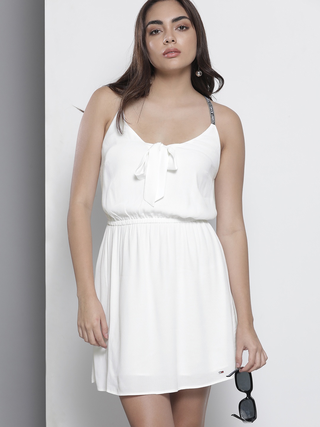 

Tommy Hilfiger Women White Solid Fit and Flare Dress