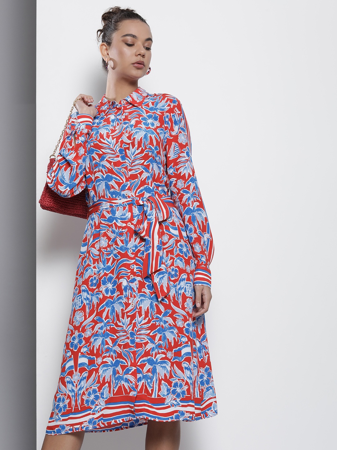 

Tommy Hilfiger Red & Blue Floral Shirt Dress