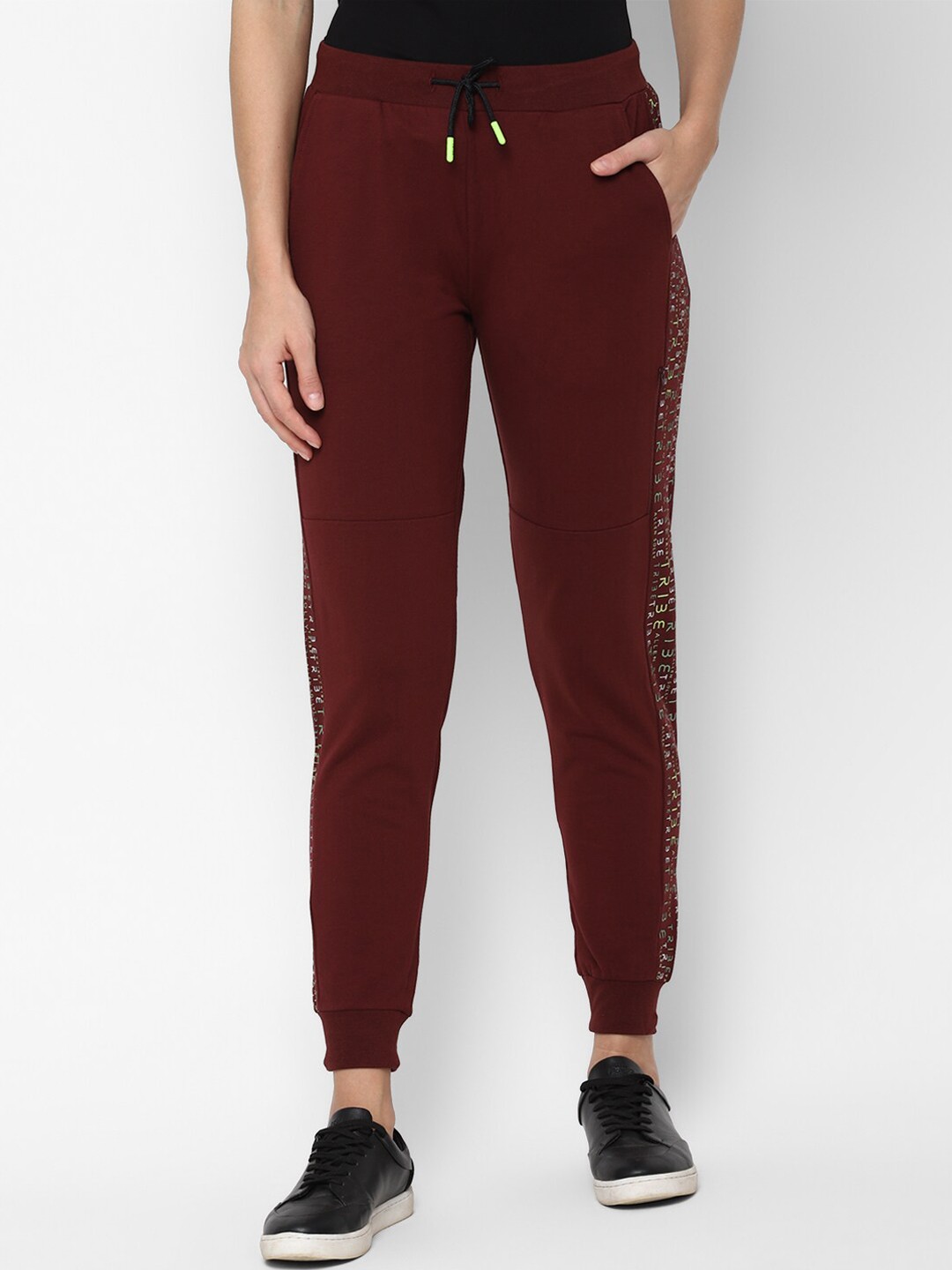 

Allen Solly Woman Maroon Abstract Printed Joggers