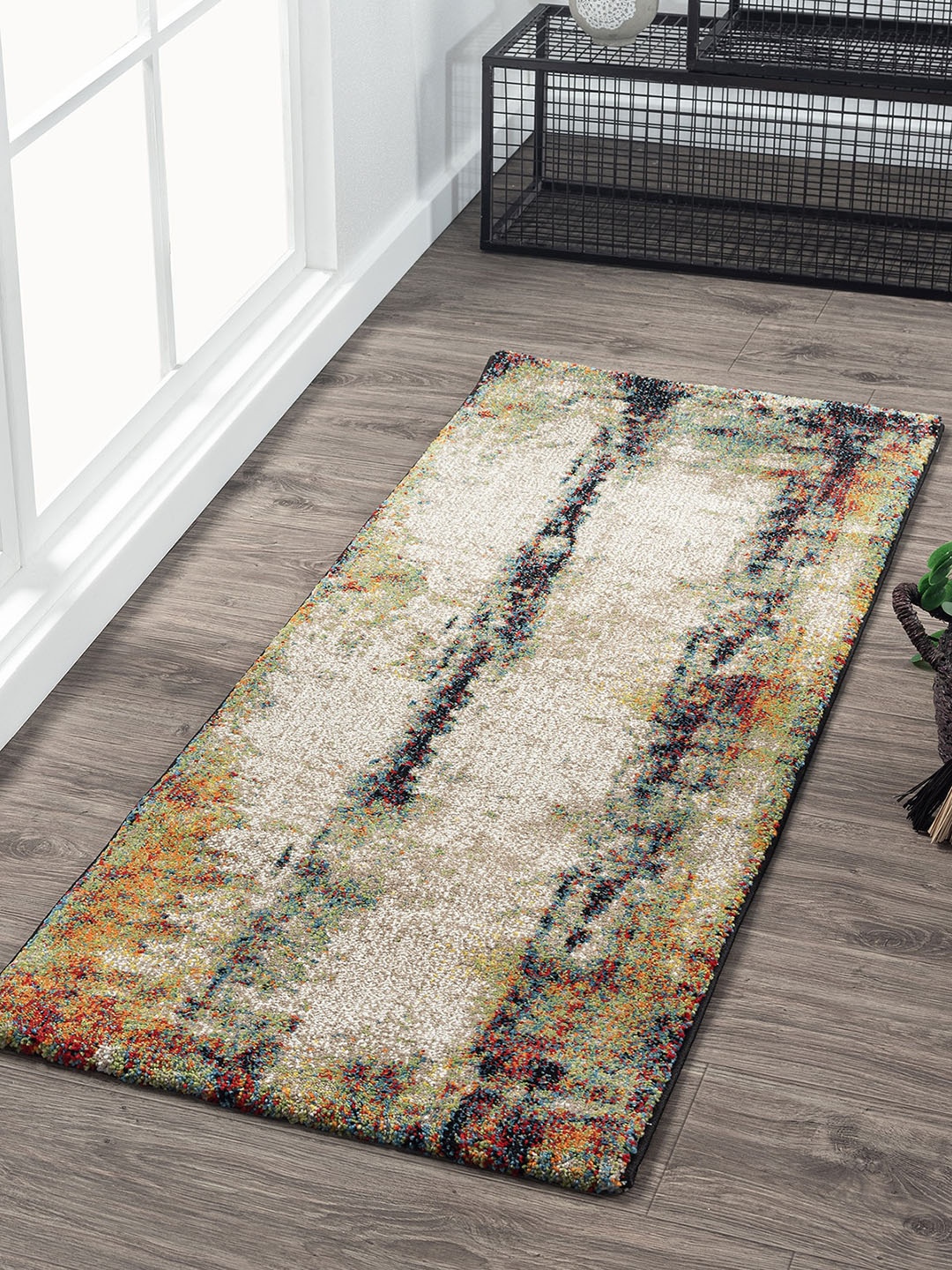 

OBSESSIONS Beige & Red Abstract Bedroom Floor Runner