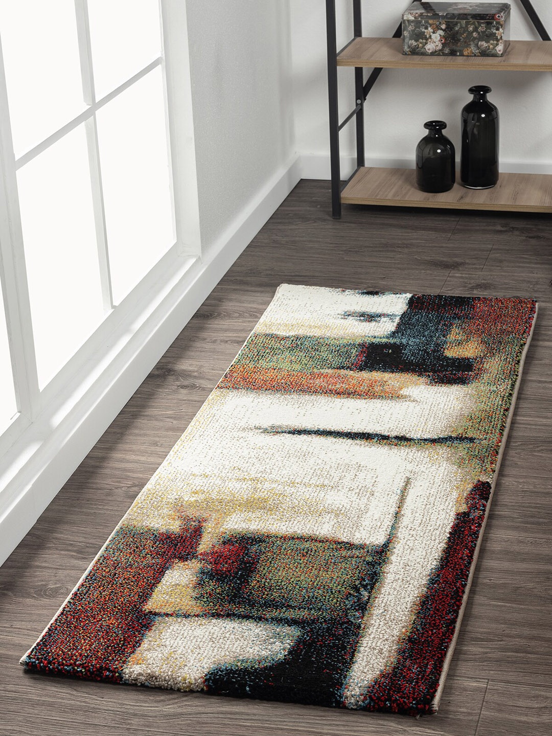 

OBSESSIONS Brown and Cream Colored Anti Static Printed Floor Runner