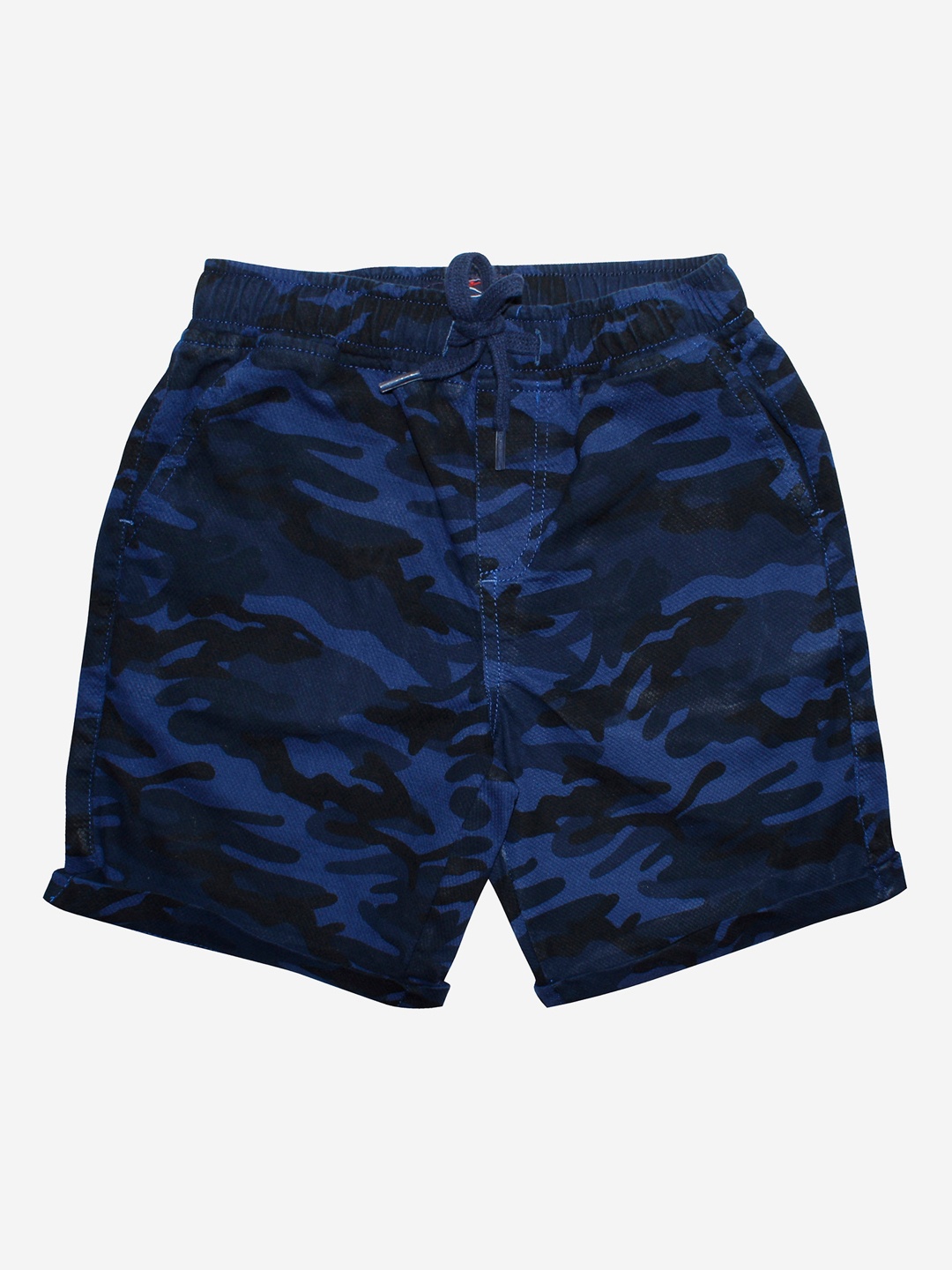 

KiddoPanti Boys Navy Blue Camouflage Printed Pure Cotton Shorts