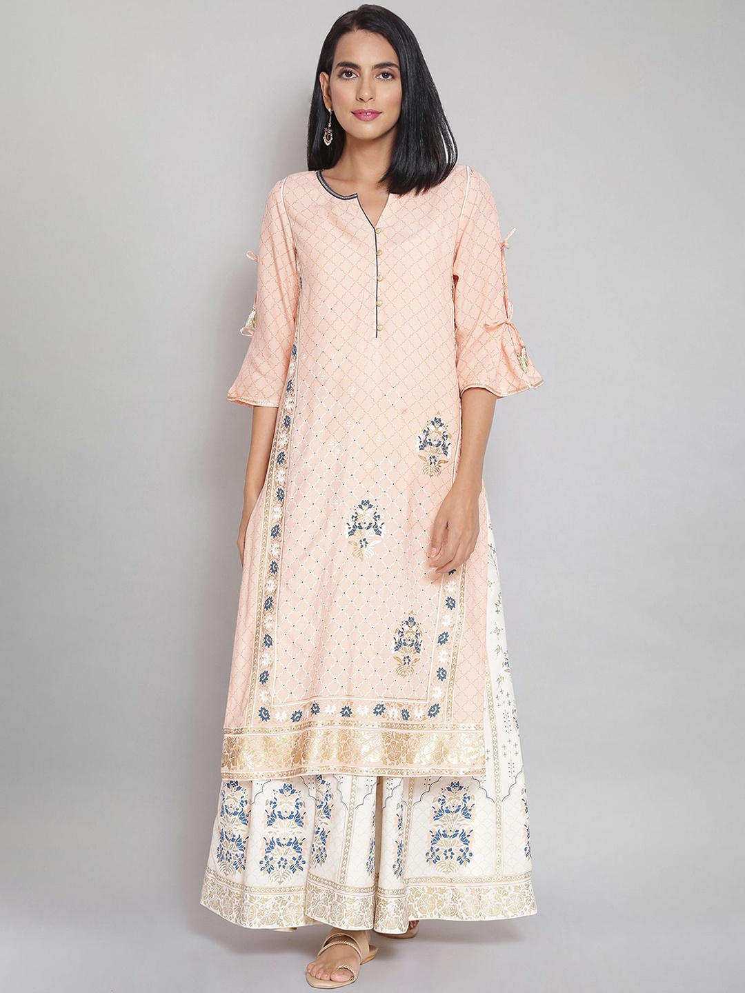 

AURELIA Women Pink Ethnic Motifs Printed Flared Sleeves Kurta