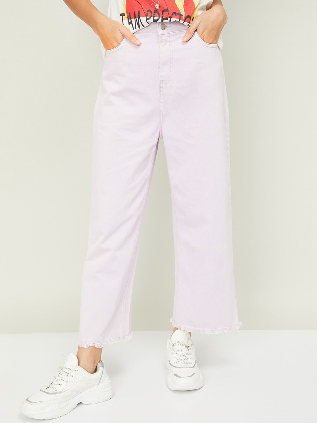 

Ginger by Lifestyle Women Purple Flared Low Distress Jeans