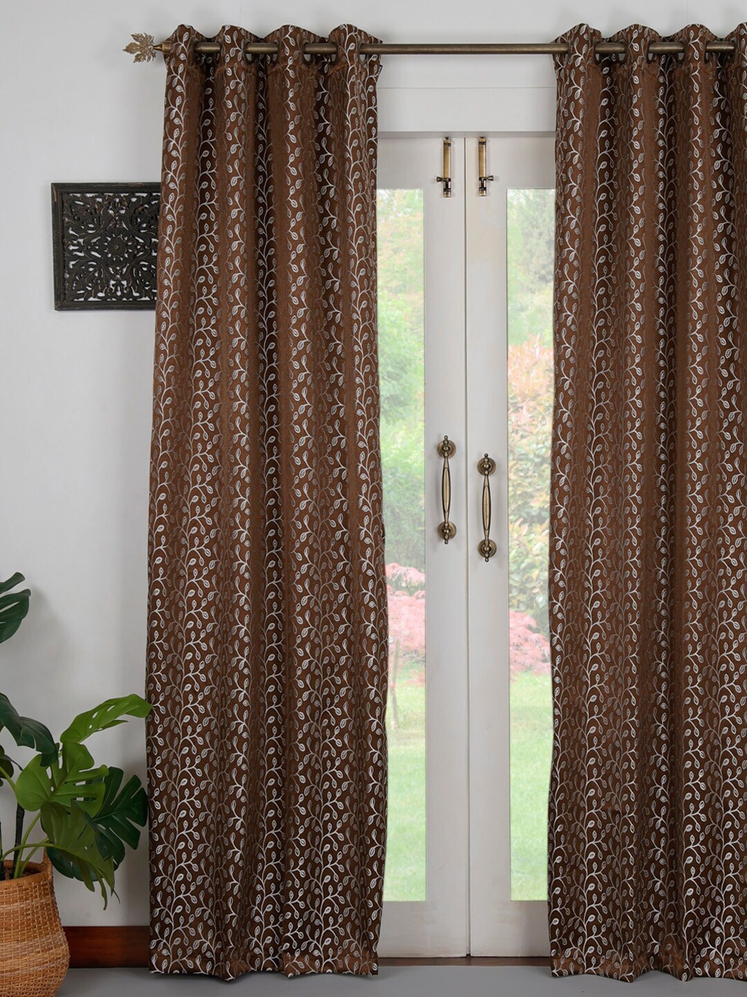 

Ariana Brown & White Floral Long Door Curtain