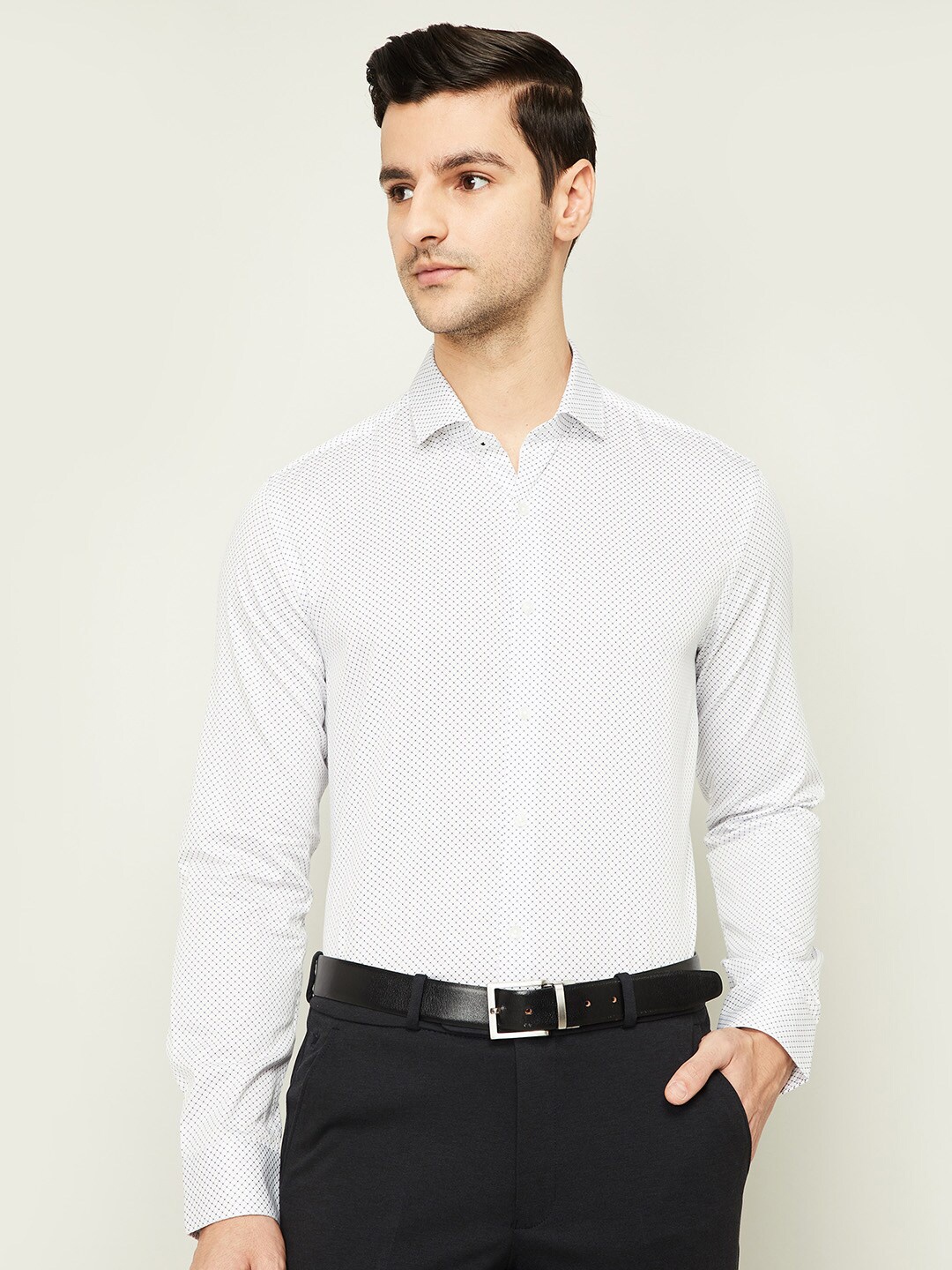 

CODE by Lifestyle Men White Slim Fit Printed Casual Shirt