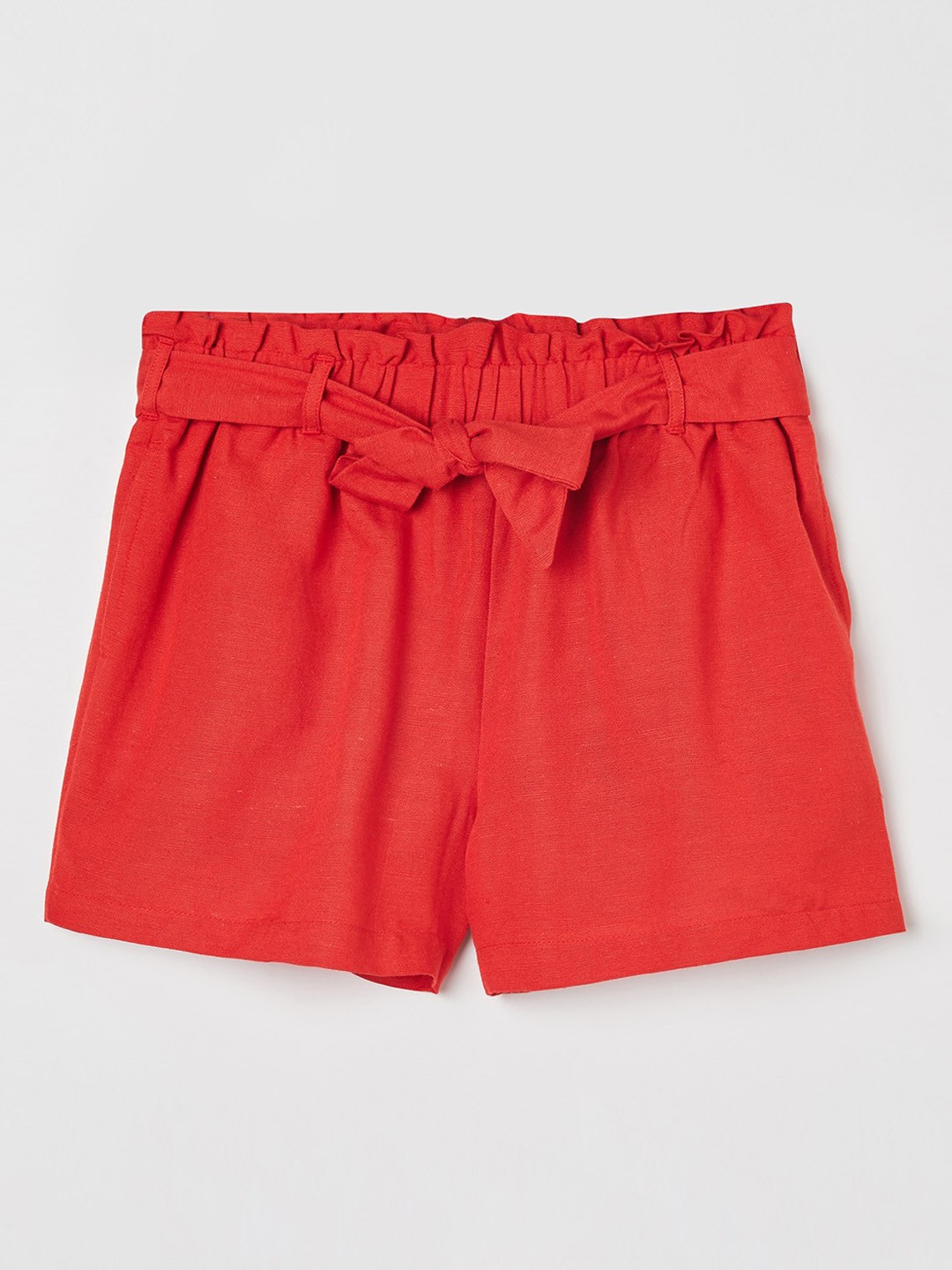 

Fame Forever by Lifestyle Girls Red Solid Shorts With Fabric Belt