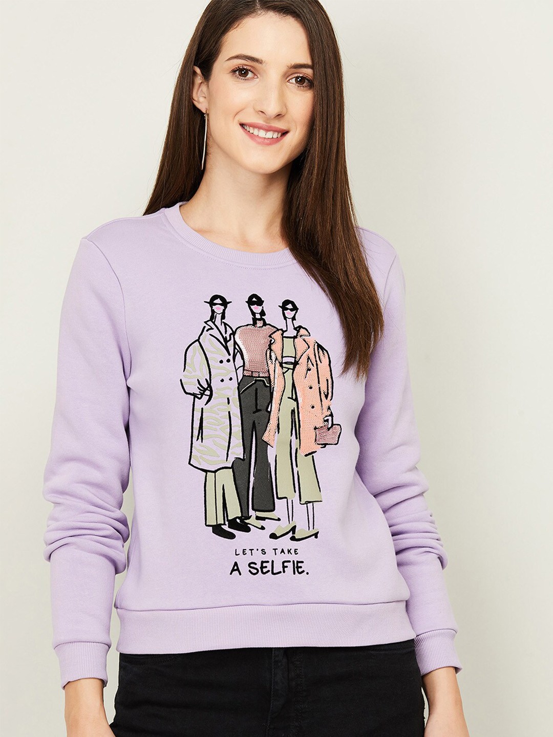 

Ginger by Lifestyle Women Purple Printed Sweatshirt