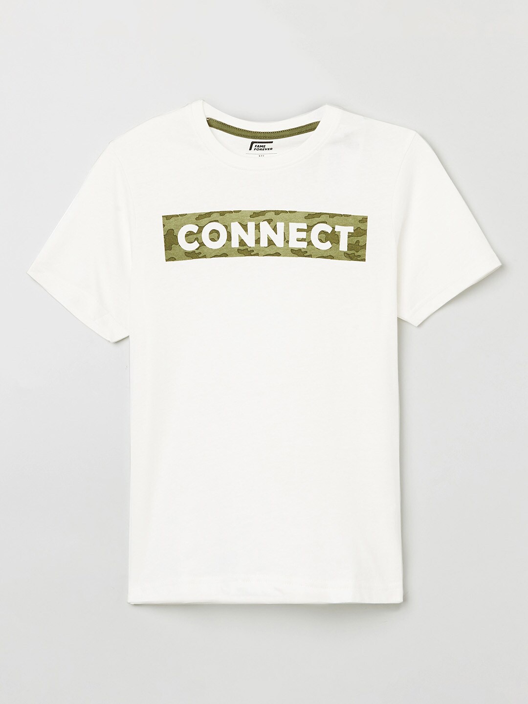 

Fame Forever by Lifestyle Boys White Typography Printed Cotton T-shirt