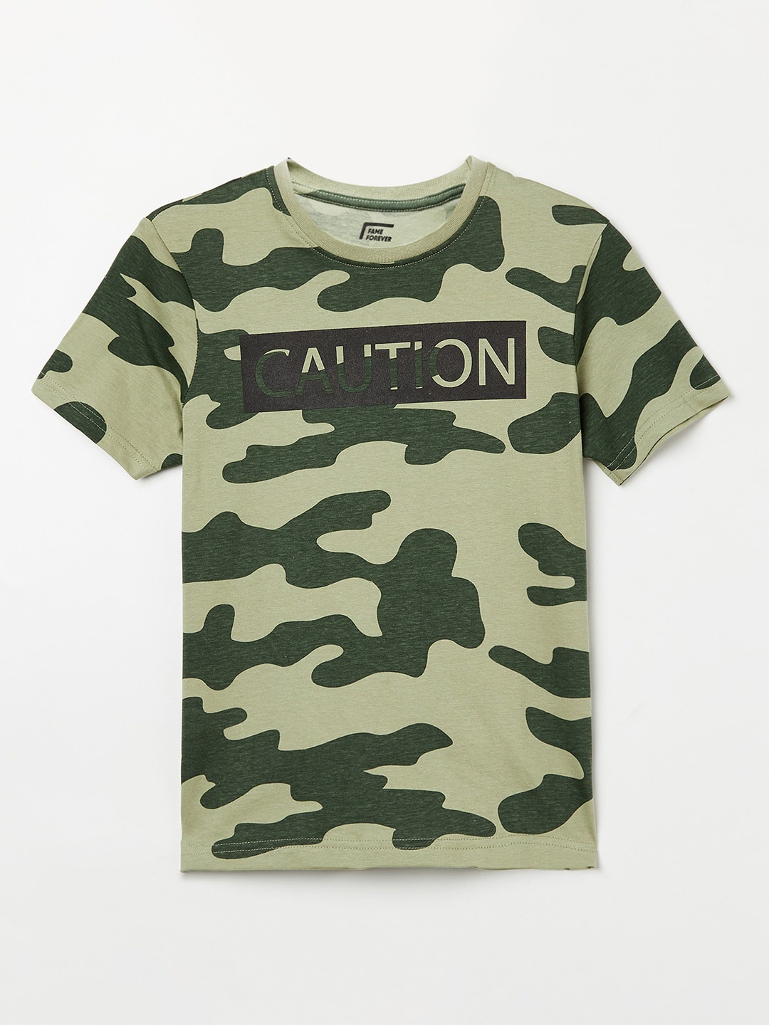 

Fame Forever by Lifestyle Boys Olive Green Camouflage Printed T-shirt