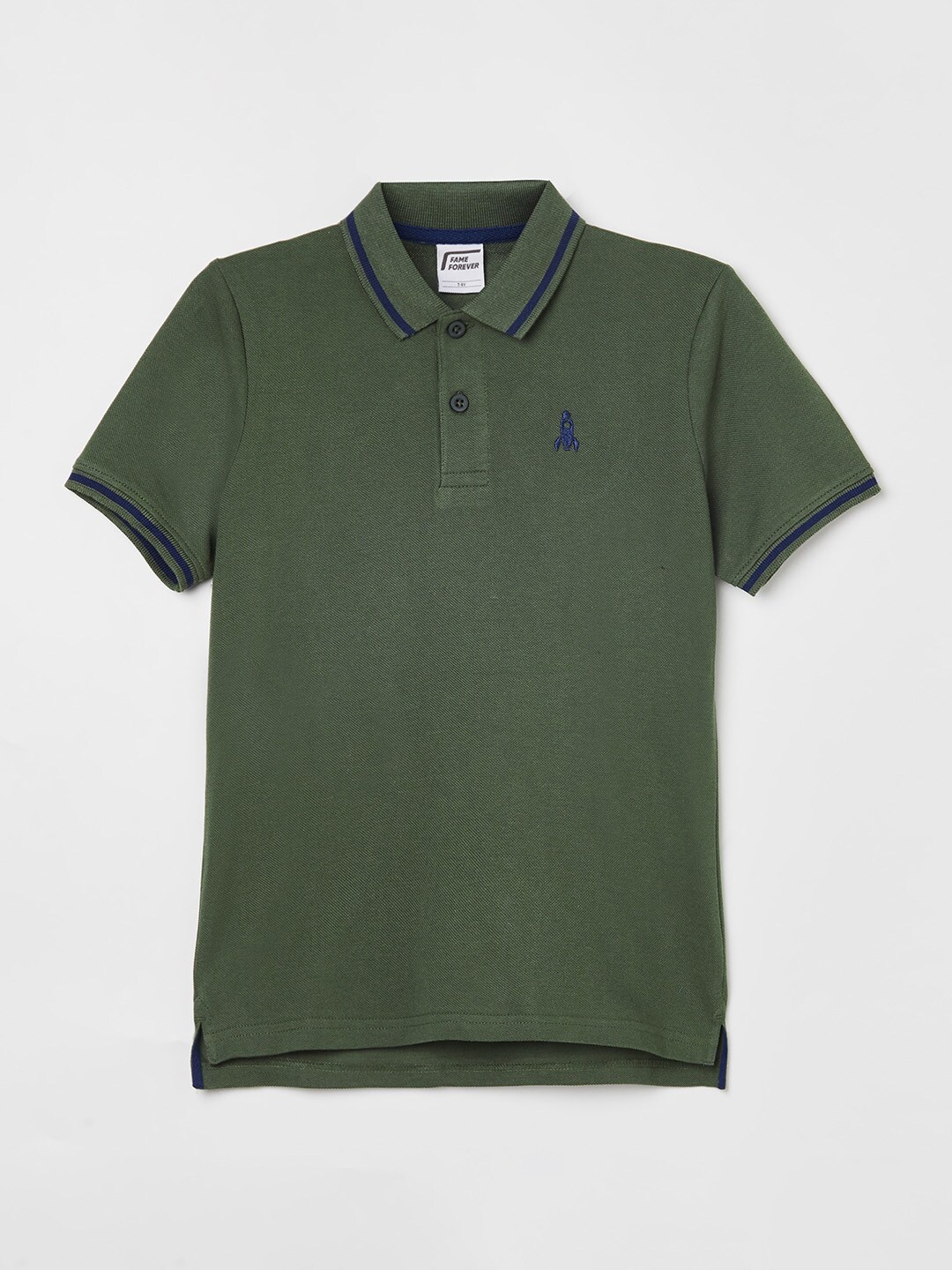 

Fame Forever by Lifestyle Boys Green Polo Collar Cotton T-shirt