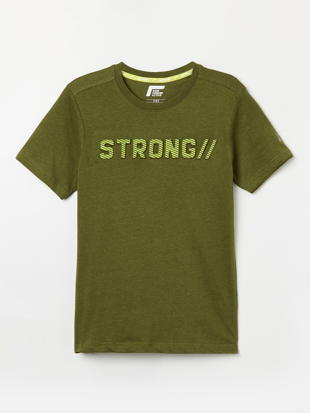 

Fame Forever by Lifestyle Boys Olive Green Typography Printed T-shirt