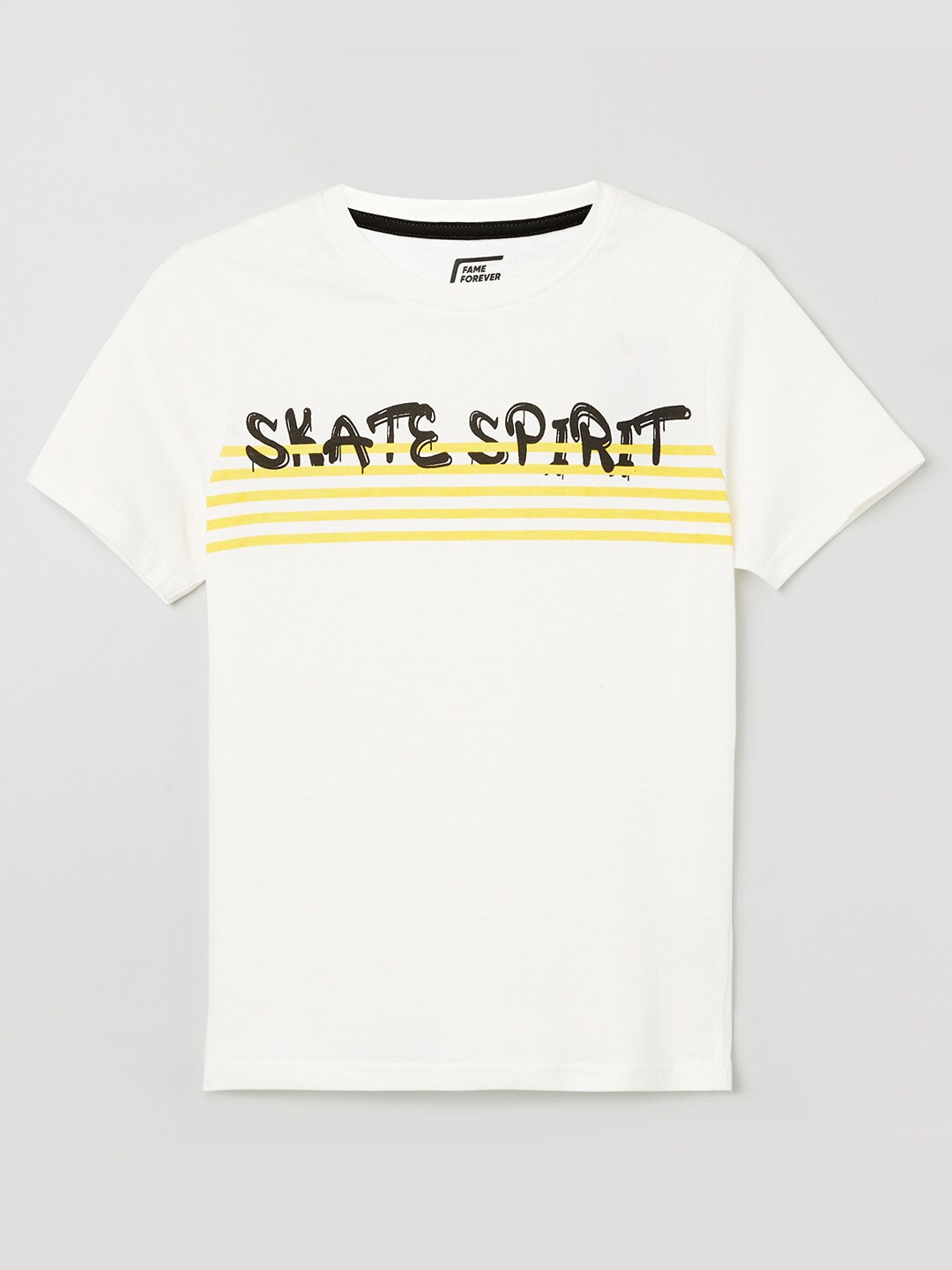 

Fame Forever by Lifestyle Boys White Typography Printed T-shirt