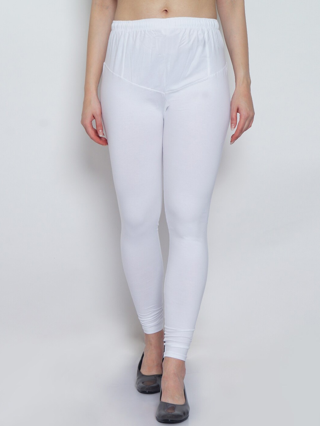 

GRACIT Woman white Solid Super Combed Cotton Churidar-Length Leggings