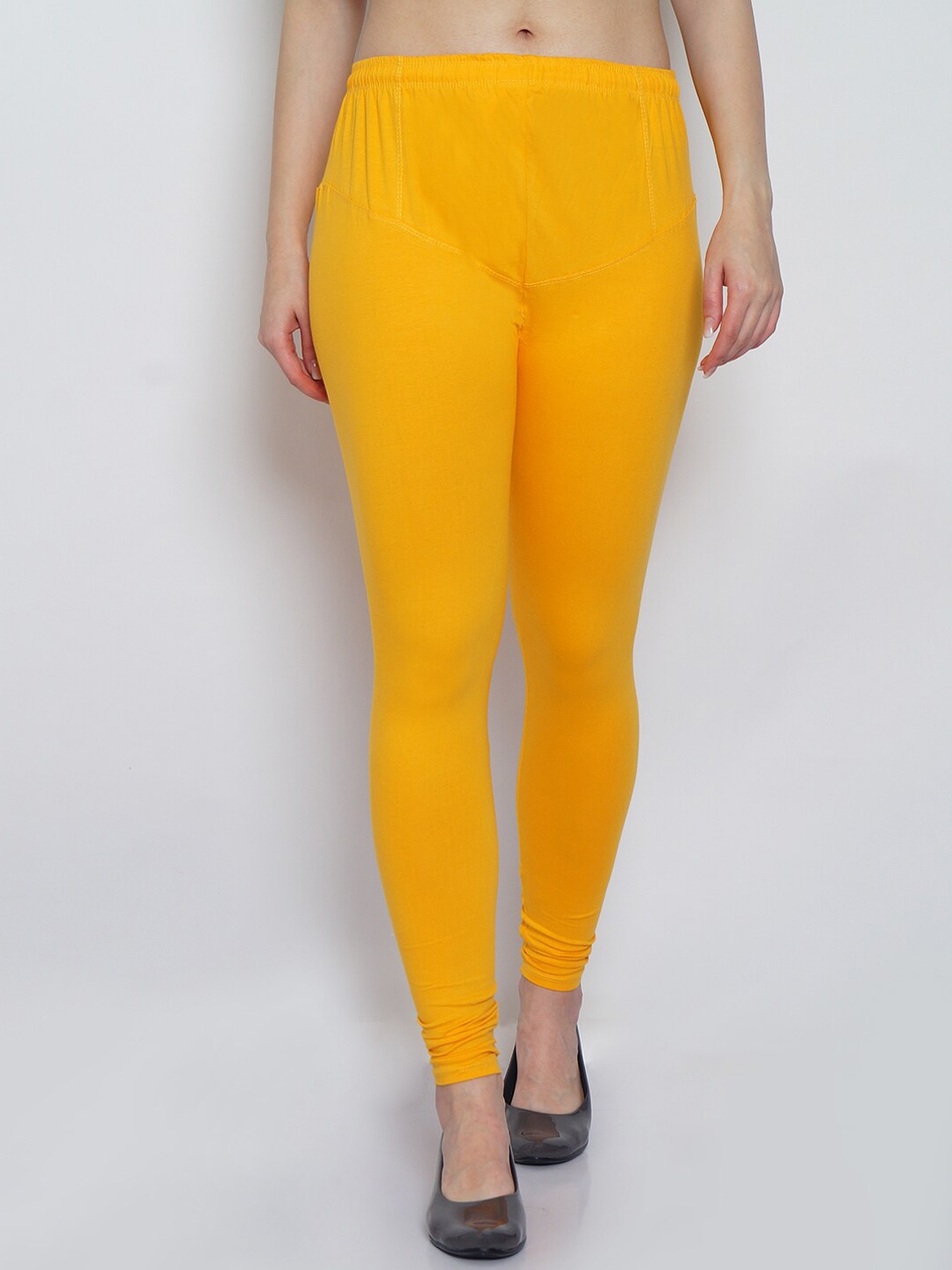 

GRACIT Women Yellow Solid Churidar Length Leggings