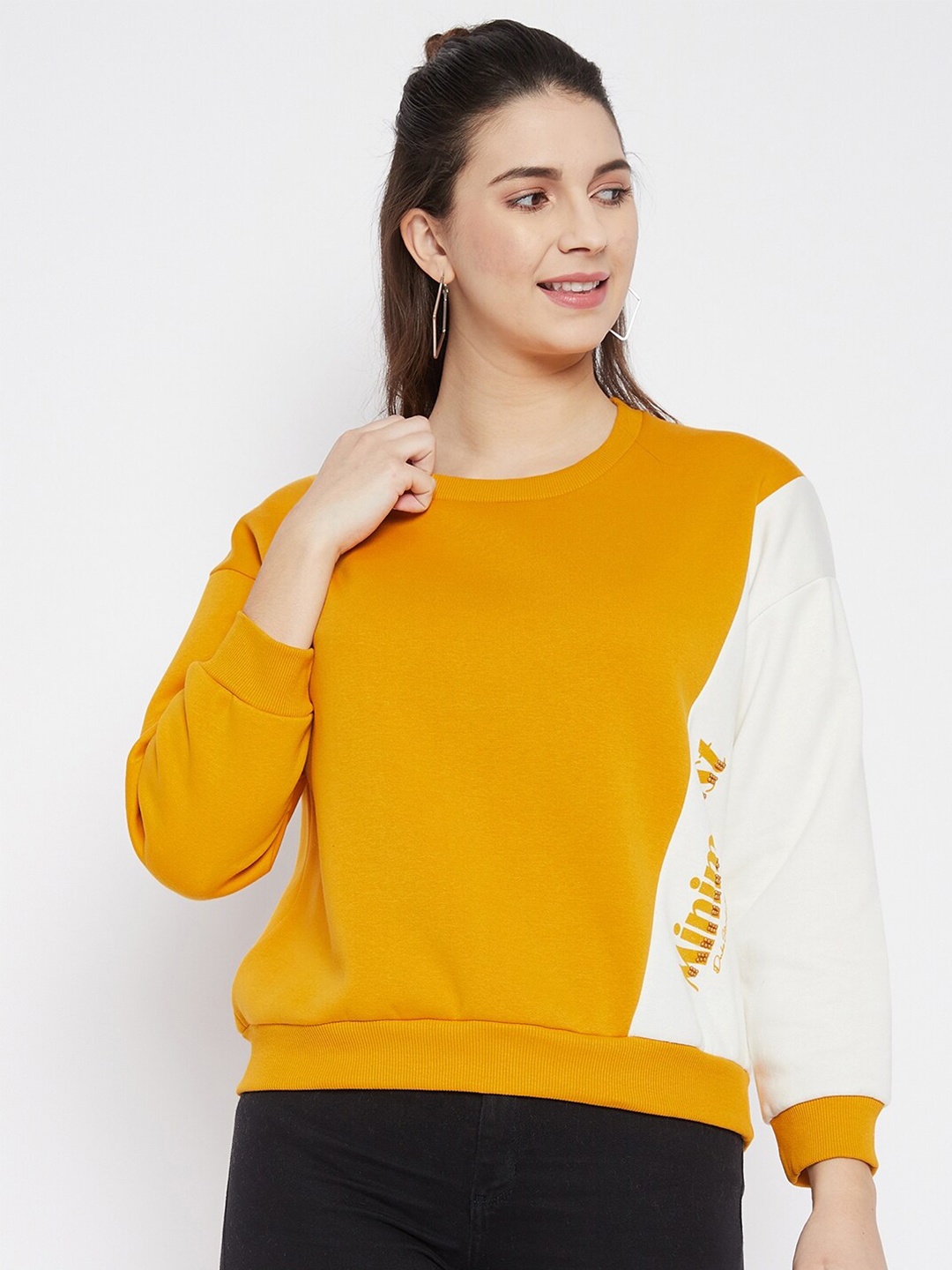 

Duke Women Mustard Yellow Colourblocked Sweatshirt