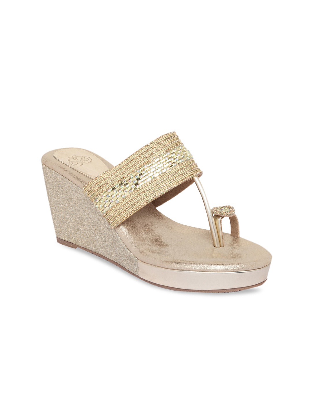 

Sole To Soul Gold-Toned Embellished Wedge Sandals