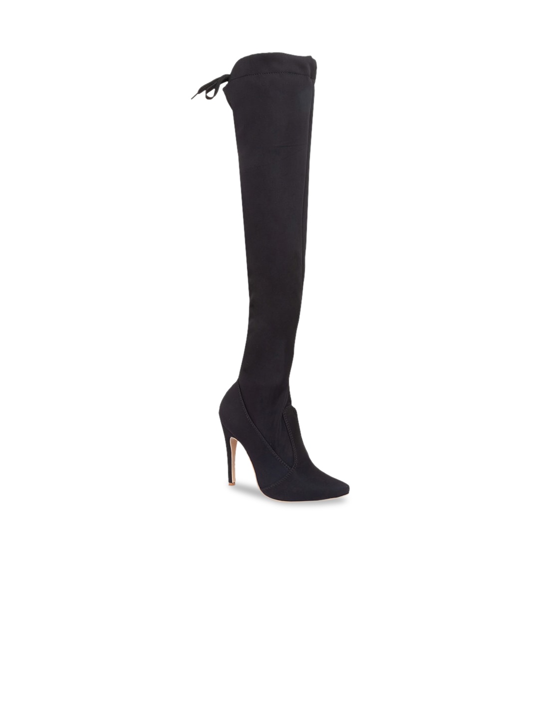 

Sole To Soul Black High-Top Stiletto Heeled Boots with Tassels