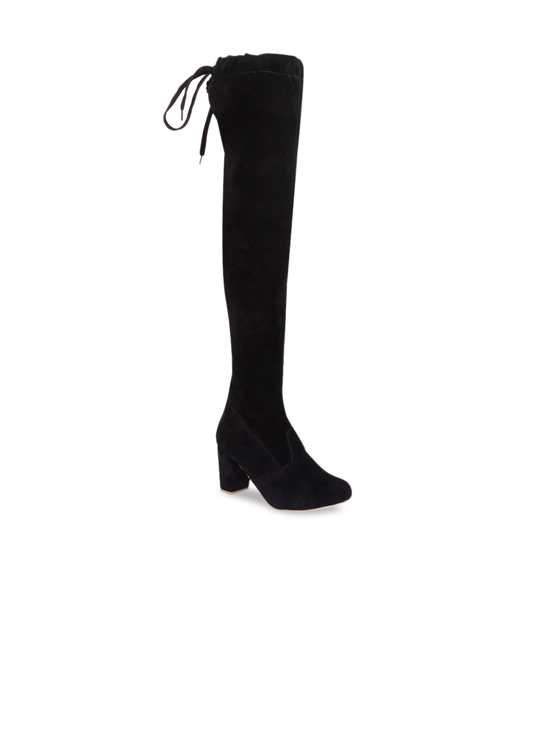

Sole To Soul Black Suede High-Top Block Heeled Boots