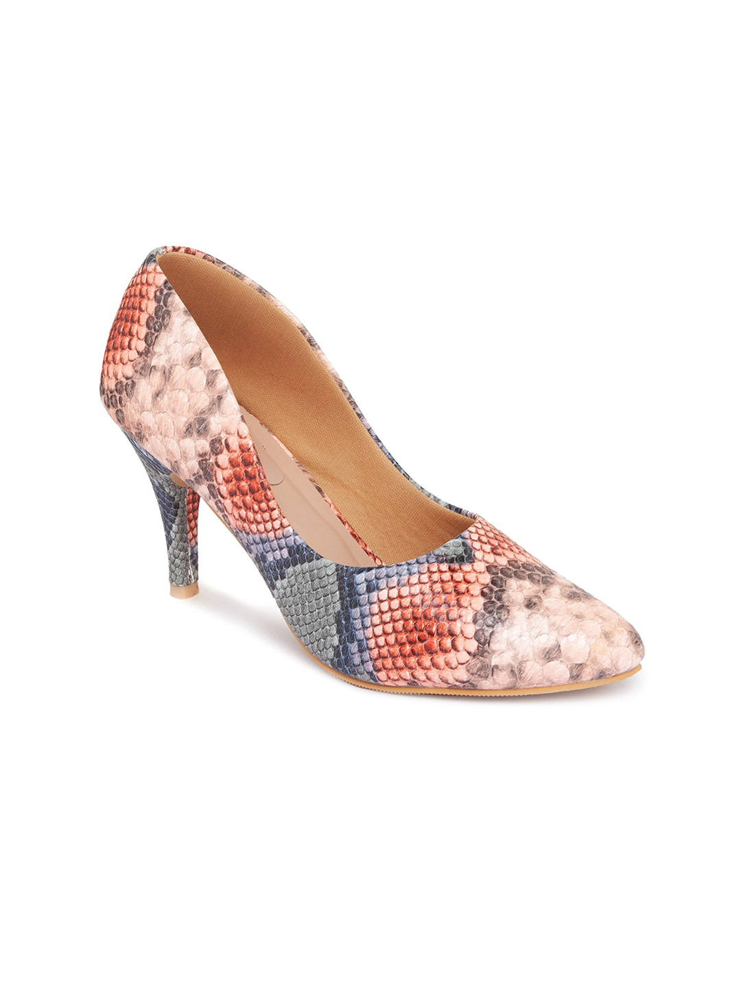 

Sole To Soul Peach & Blue Animal Printed Pumps