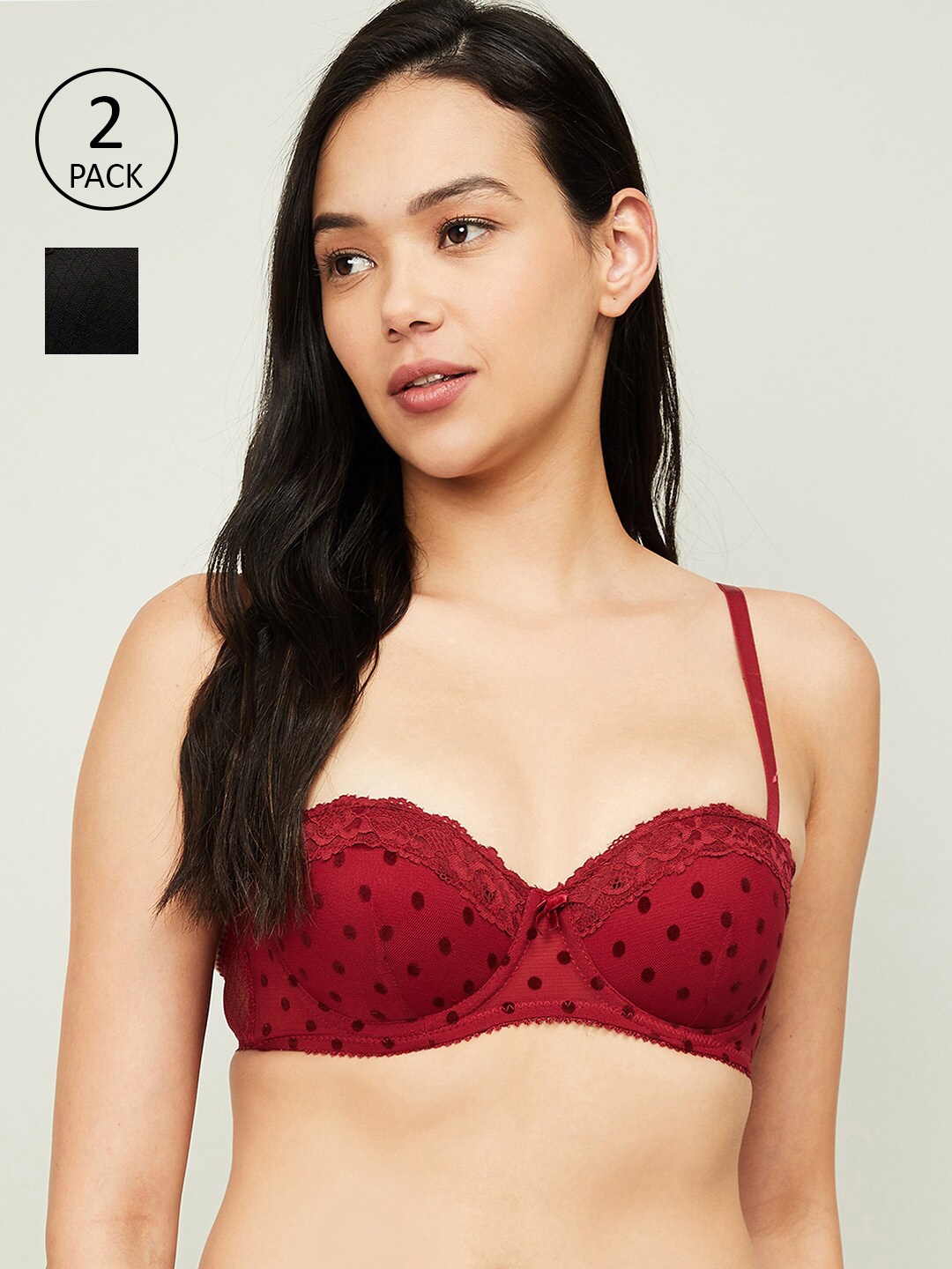 

Ginger by Lifestyle Pack of 2 Bra Underwired Lightly Padded, Red