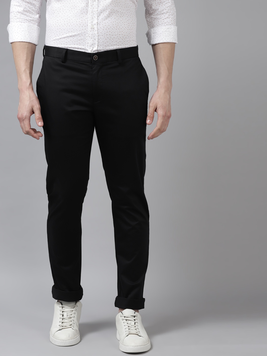 Blackberrys Men Black Solid Slim Fit Chinos