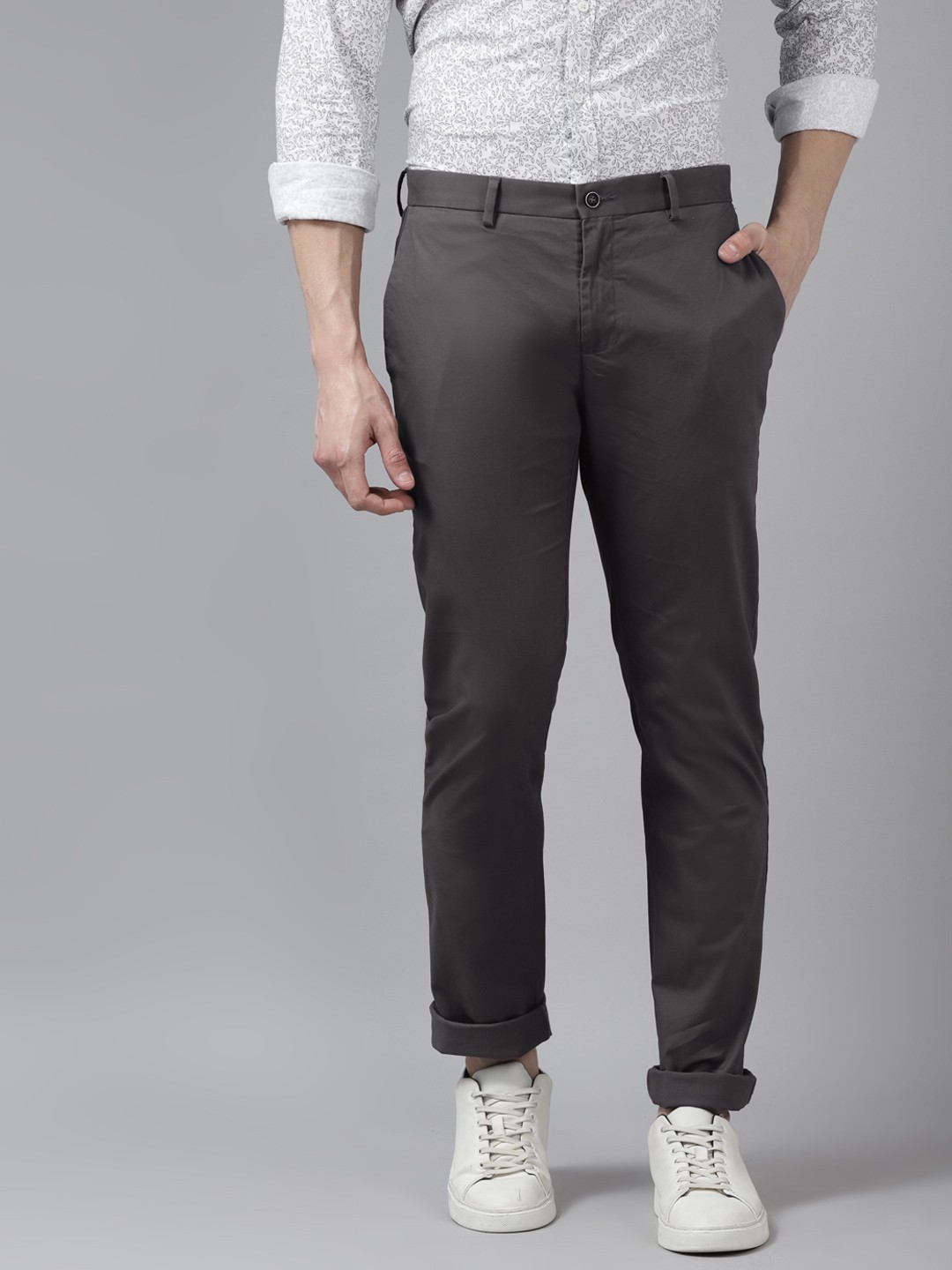 

Blackberrys Men Charcoal Grey B-95 Slim Fit Trousers