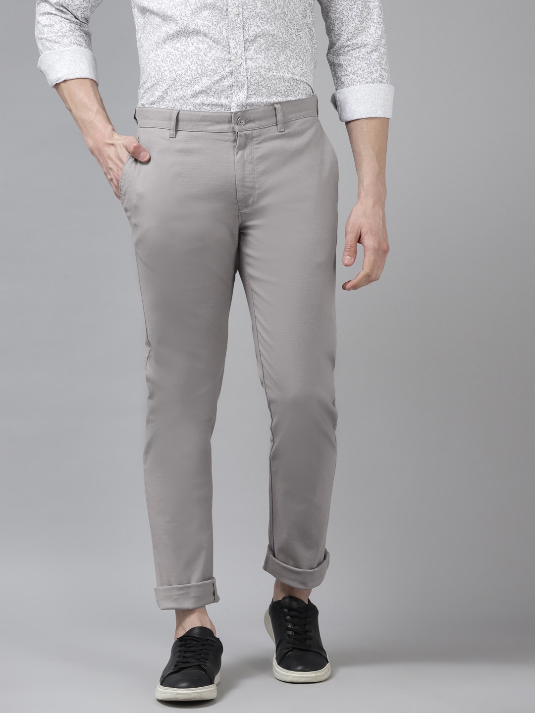 

Blackberrys Men Grey B-95 Slim Fit Regular Trousers