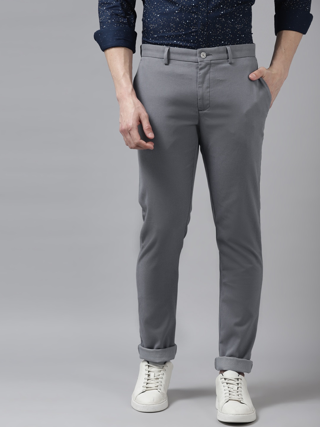 

Blackberrys Men Grey B-95 Slim Fit Trousers