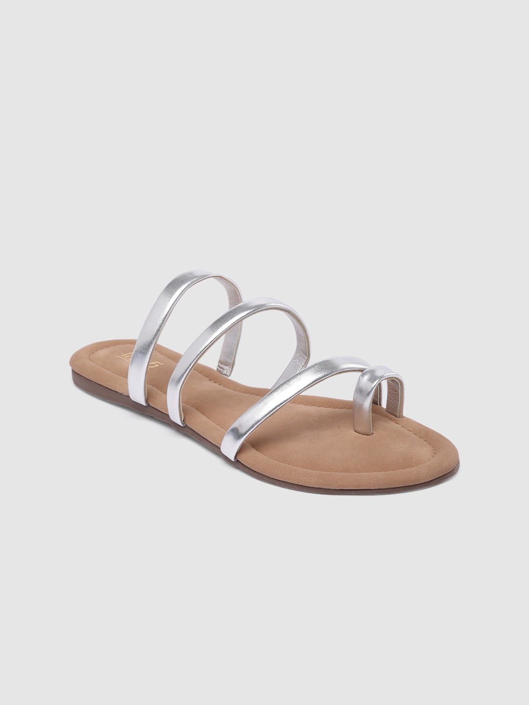 

Inc 5 Women Silver-Toned Open Toe Flats