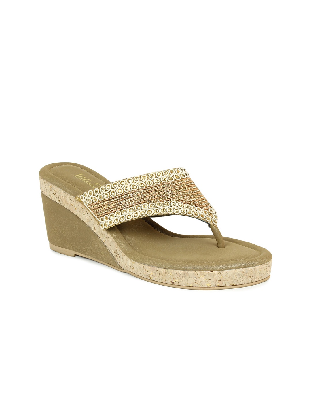 

Inc 5 Gold-Toned Embellished Ethnic Wedge Sandals