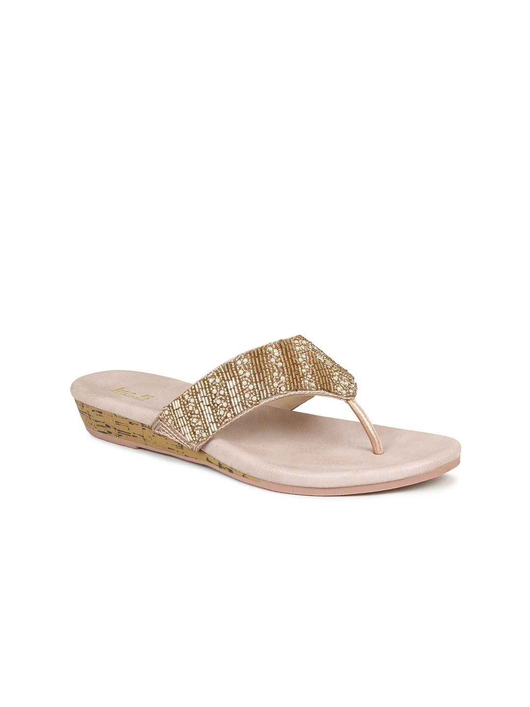 

Inc 5 Rose Gold Embellished Ethnic Sandals