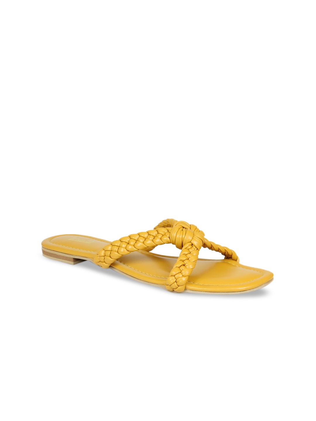 

Inc 5 Women Mustard Woven Design Open Toe Flats