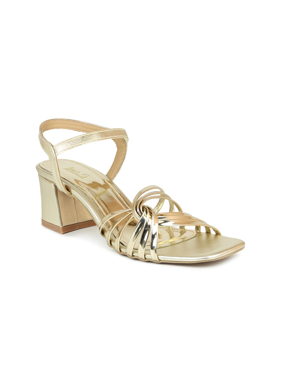 

Inc 5 Gold-Toned Embellished Party Block Heel Sandals