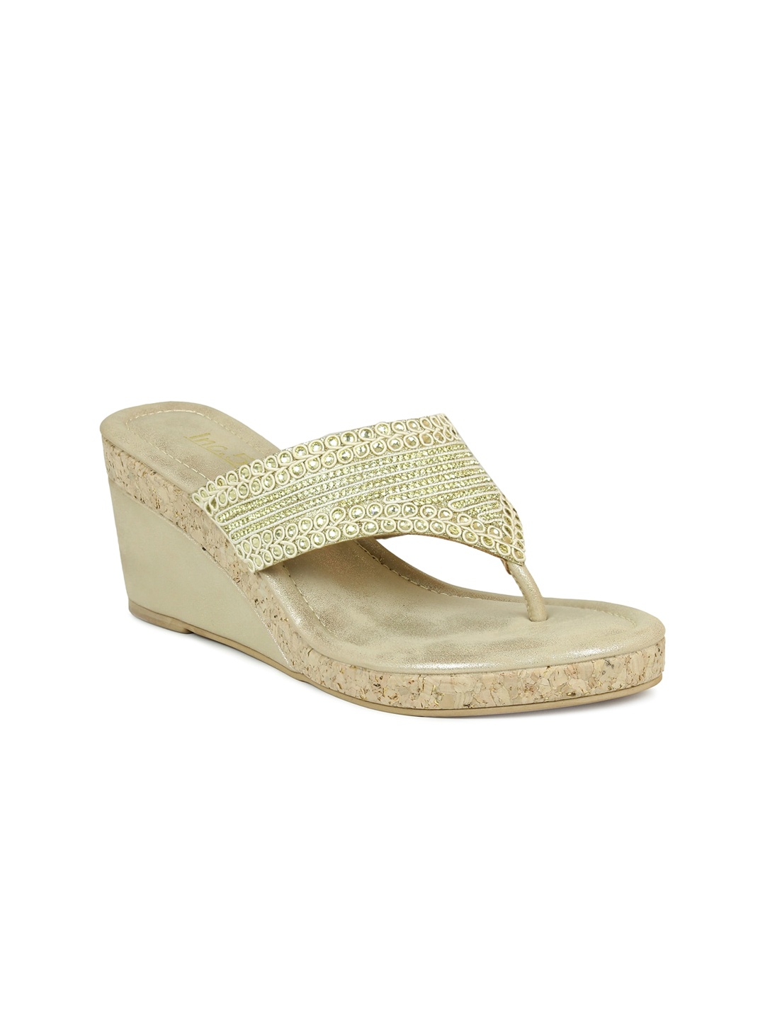 

Inc 5 Gold-Toned Embellished Ethnic Wedge Sandals