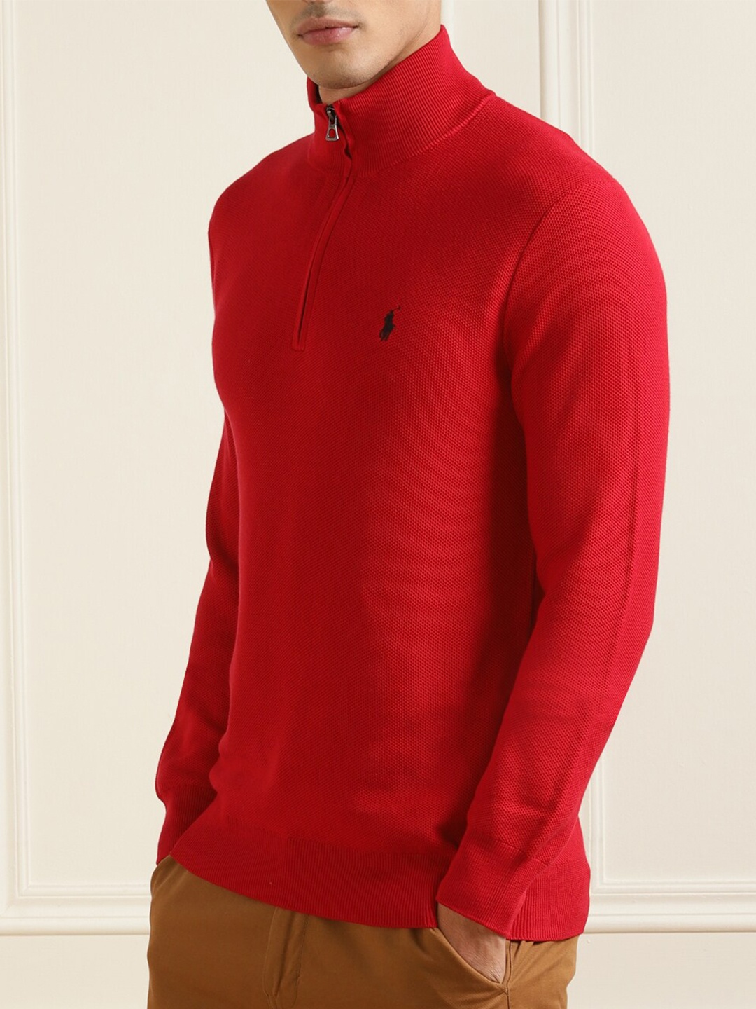 

Polo Ralph Lauren Men Red Pullover with Zip Detail