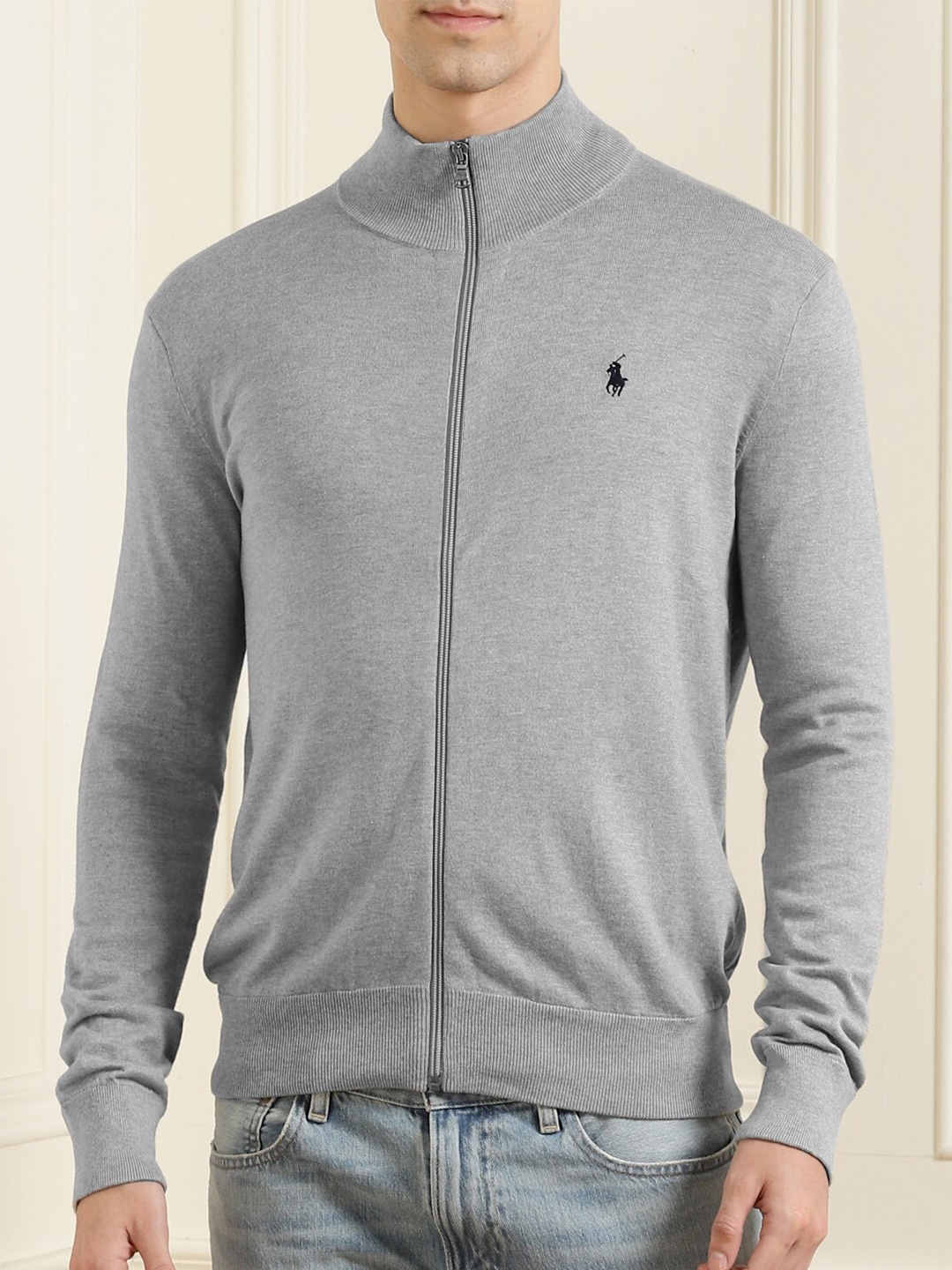 

Polo Ralph Lauren Men Grey Cardigan with Zip Detail