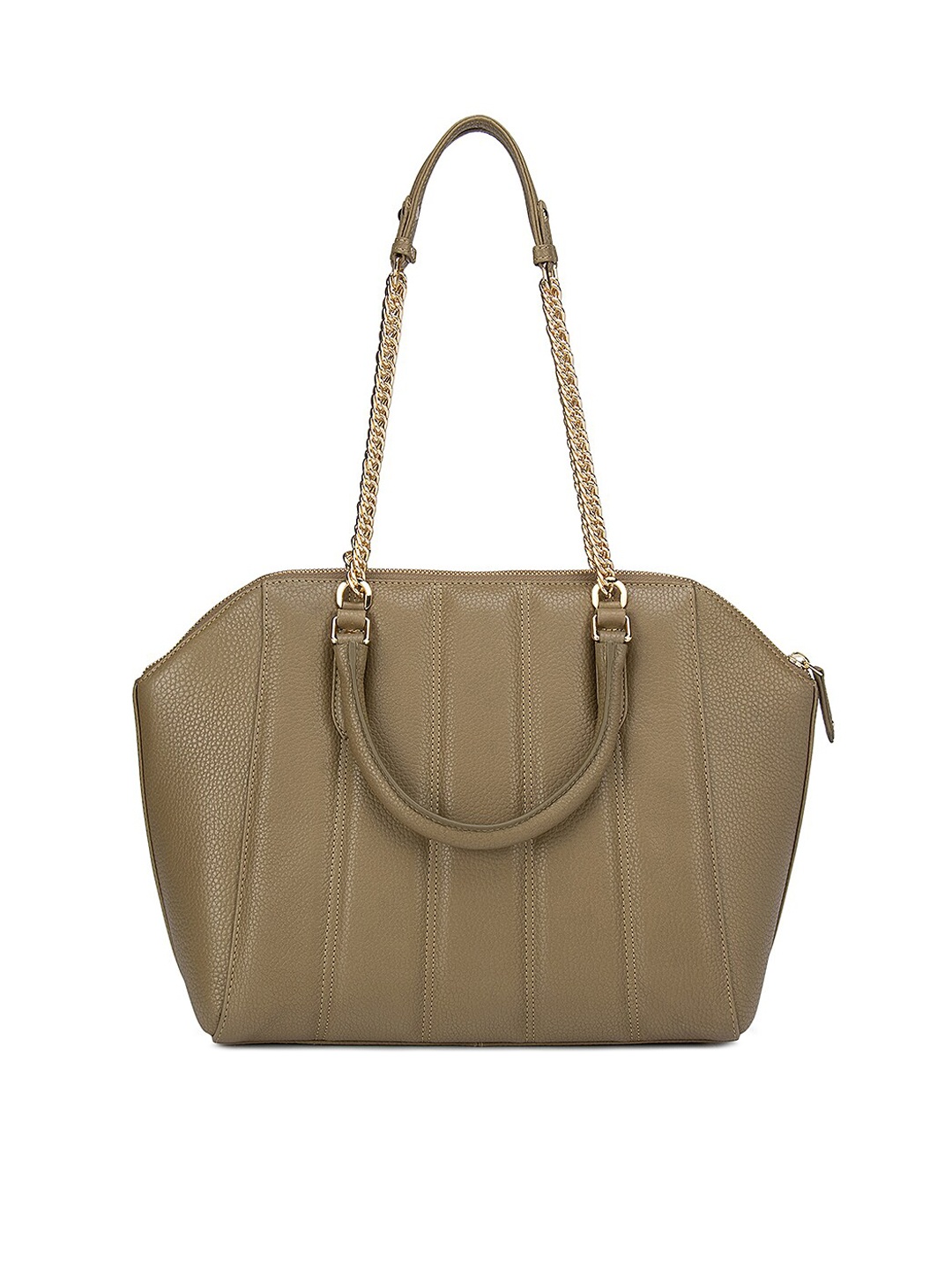 

Da Milano Green Leather Oversized Structured Shoulder Bag with Quilted