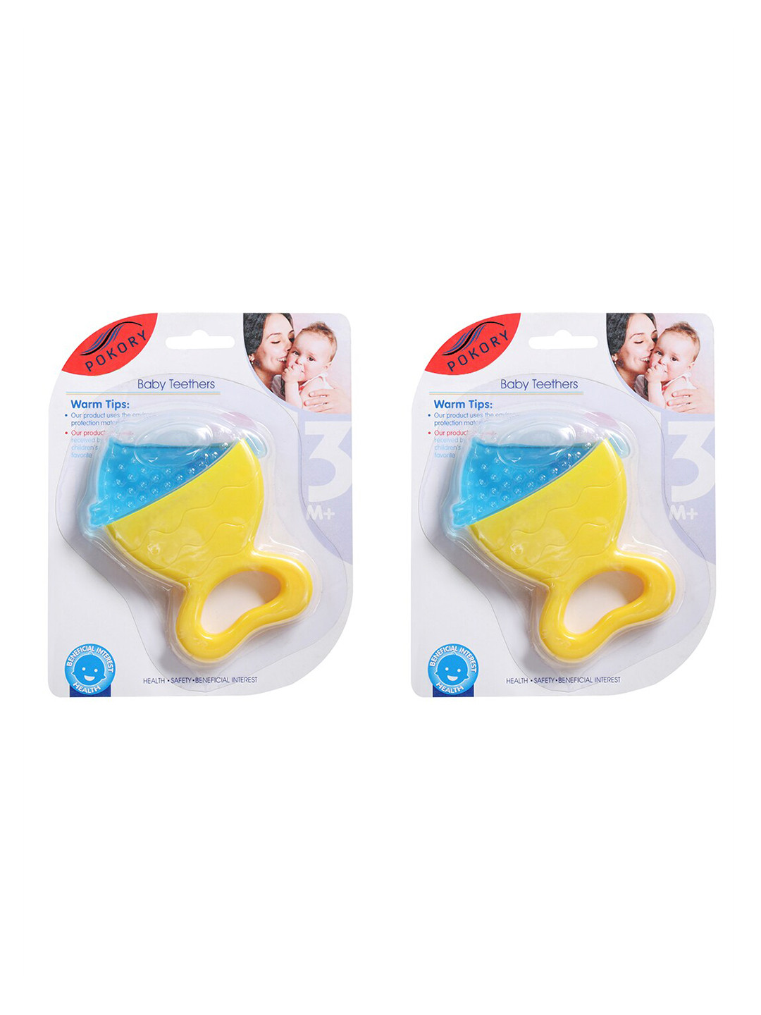 

POKORY Kids Yellow & Blue Pack Of 2 Fish-Shaped Sterilized Baby Teethers