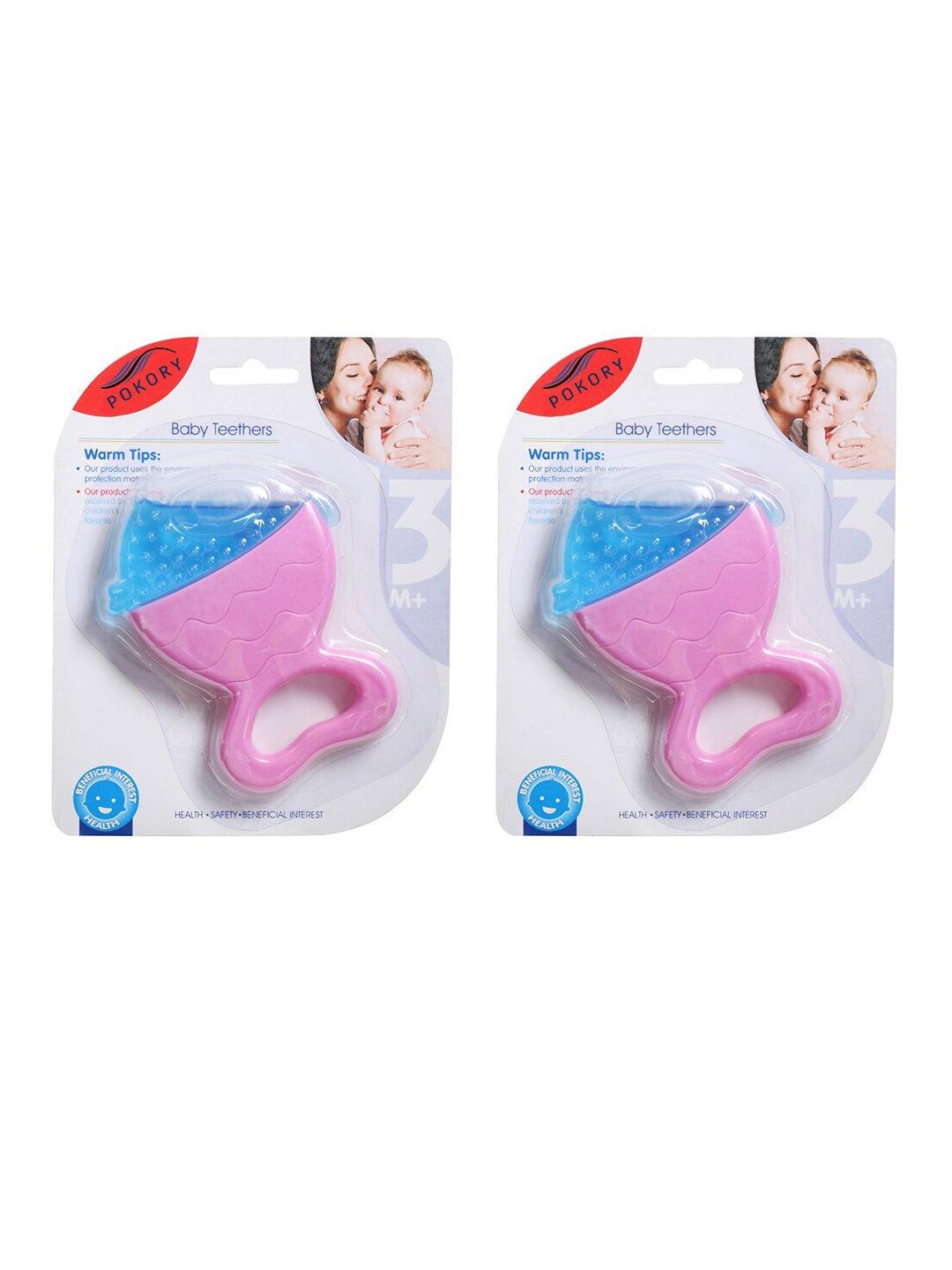 

POKORY Infants Pink & Blue Pack of 2 Fish Shape Baby Teethers