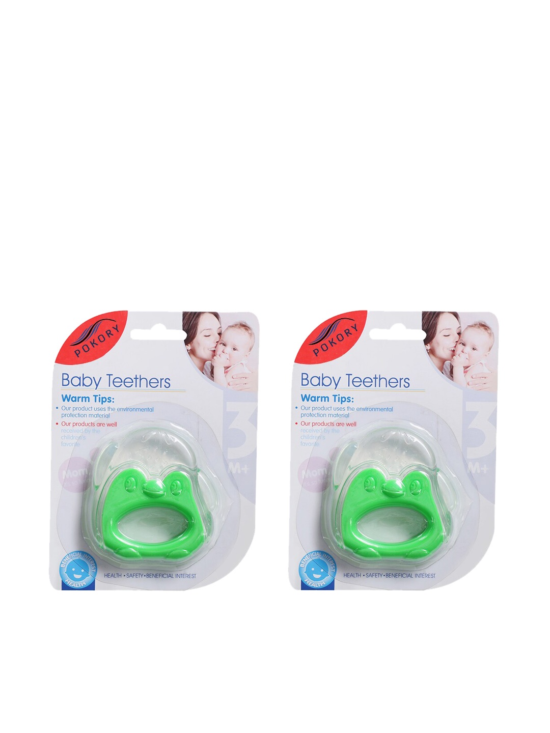 

POKORY Kids Green & White Pack Of 2 Monkey-Shaped Sterilized Baby Teethers