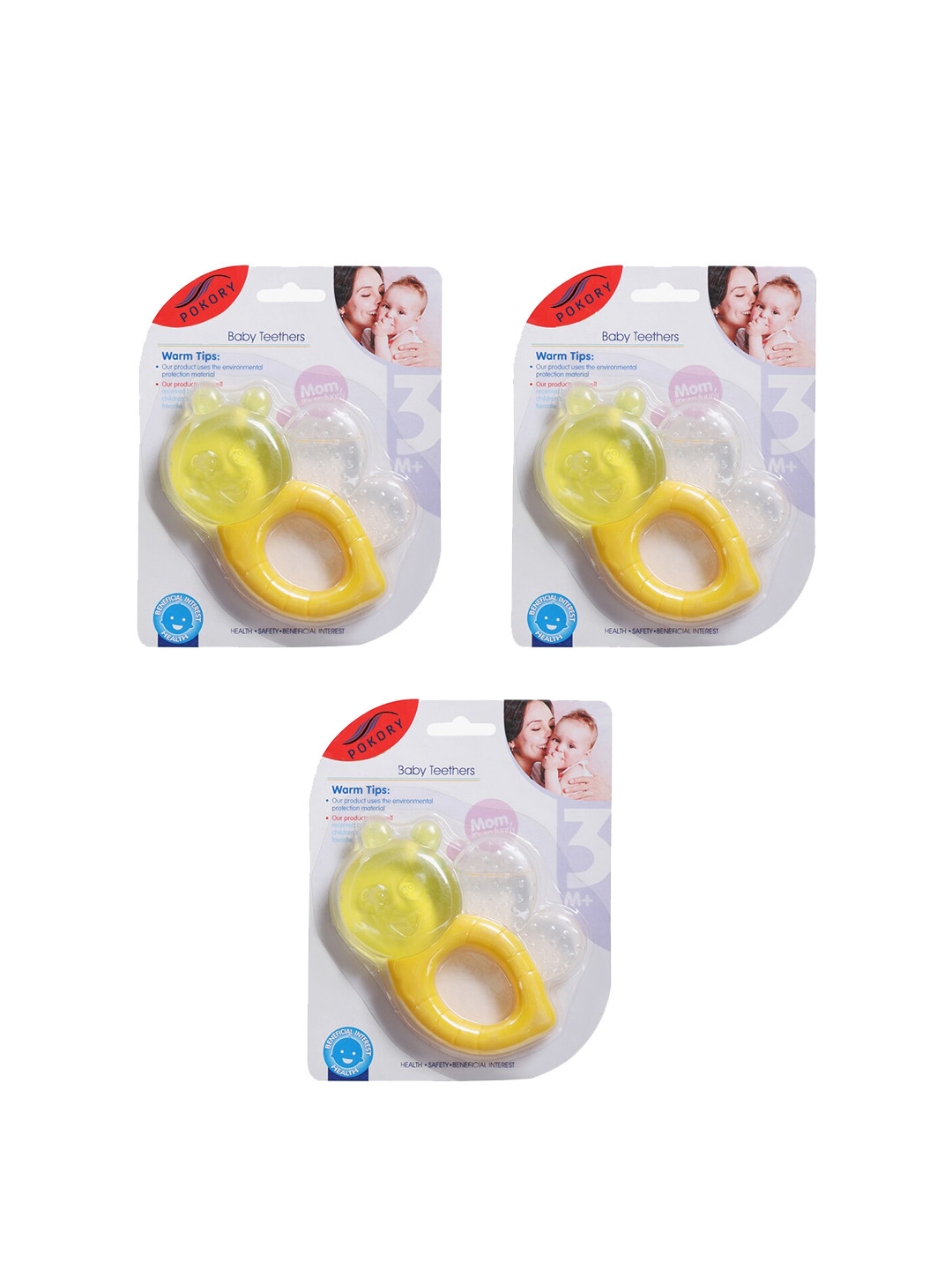 

POKORY Pack of 3 Yellow Honeybee Shaped Non Toxic Sterilized Water Filled Baby Teether
