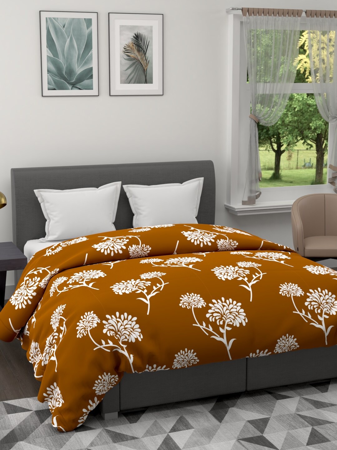 

BIANCA Yellow & White Floral Microfiber AC Room 120 GSM Double Bed Quilt