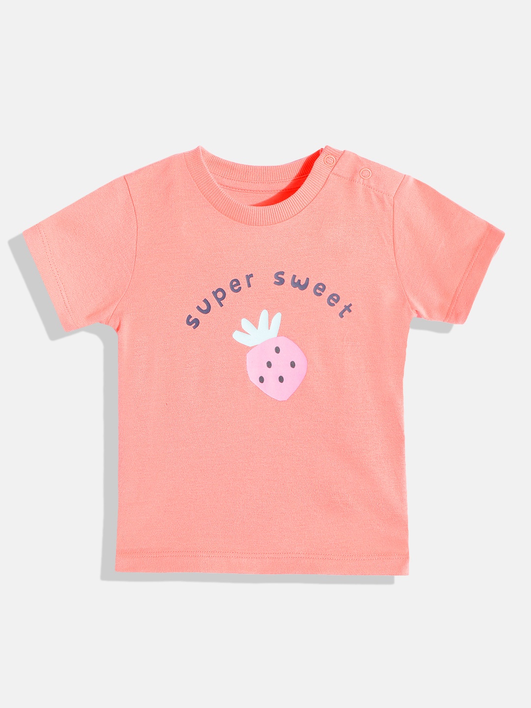 

Marks & Spencer Kids Coral Orange Printed Pure Cotton T-shirt
