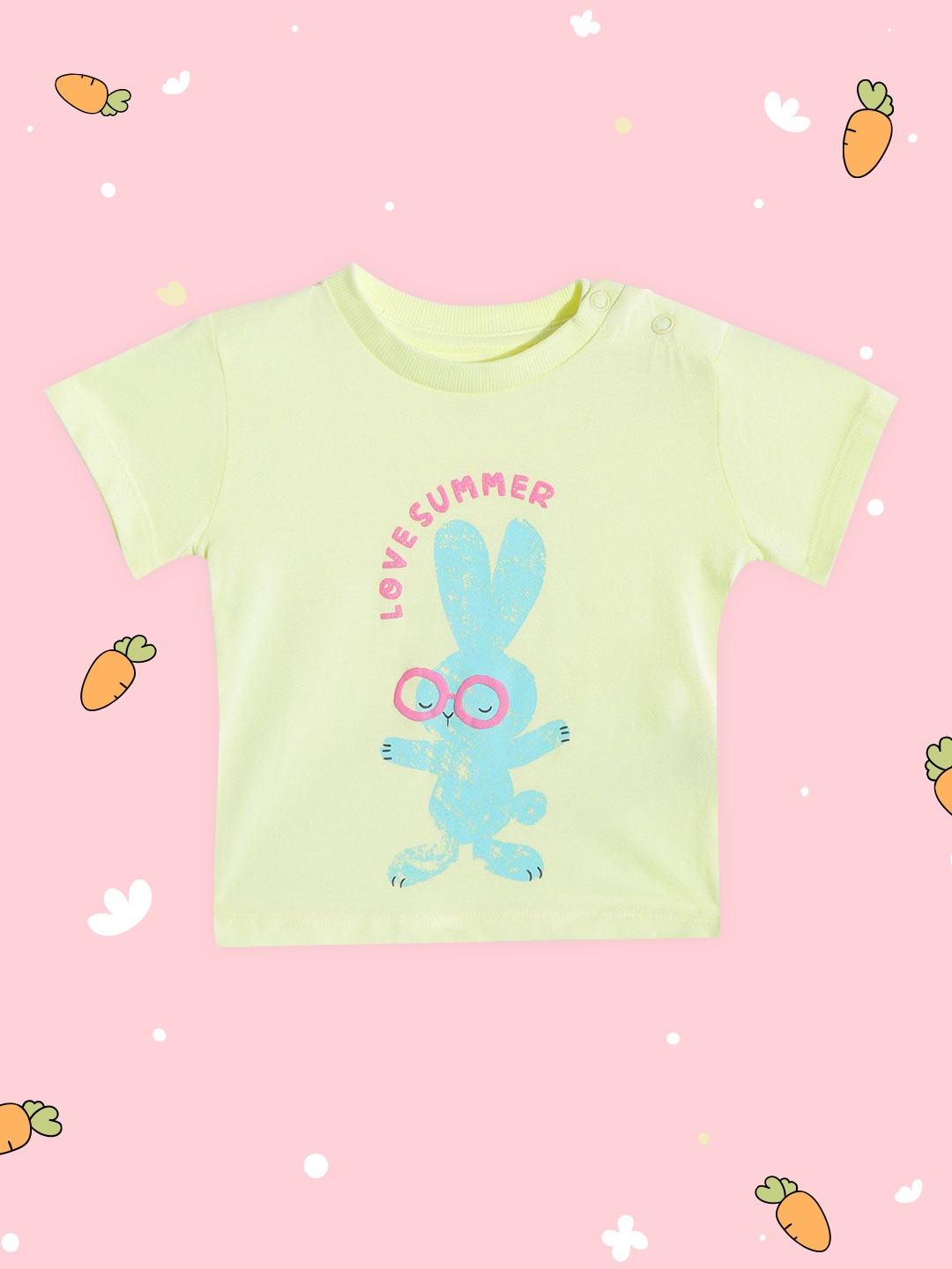 

Marks & Spencer Kids Yellow & Sea Green Printed Pure Cotton T-shirt