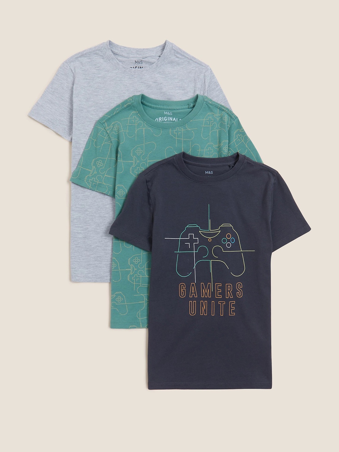 

Marks & Spencer Boys Pack of 3 T-shirts, Grey melange