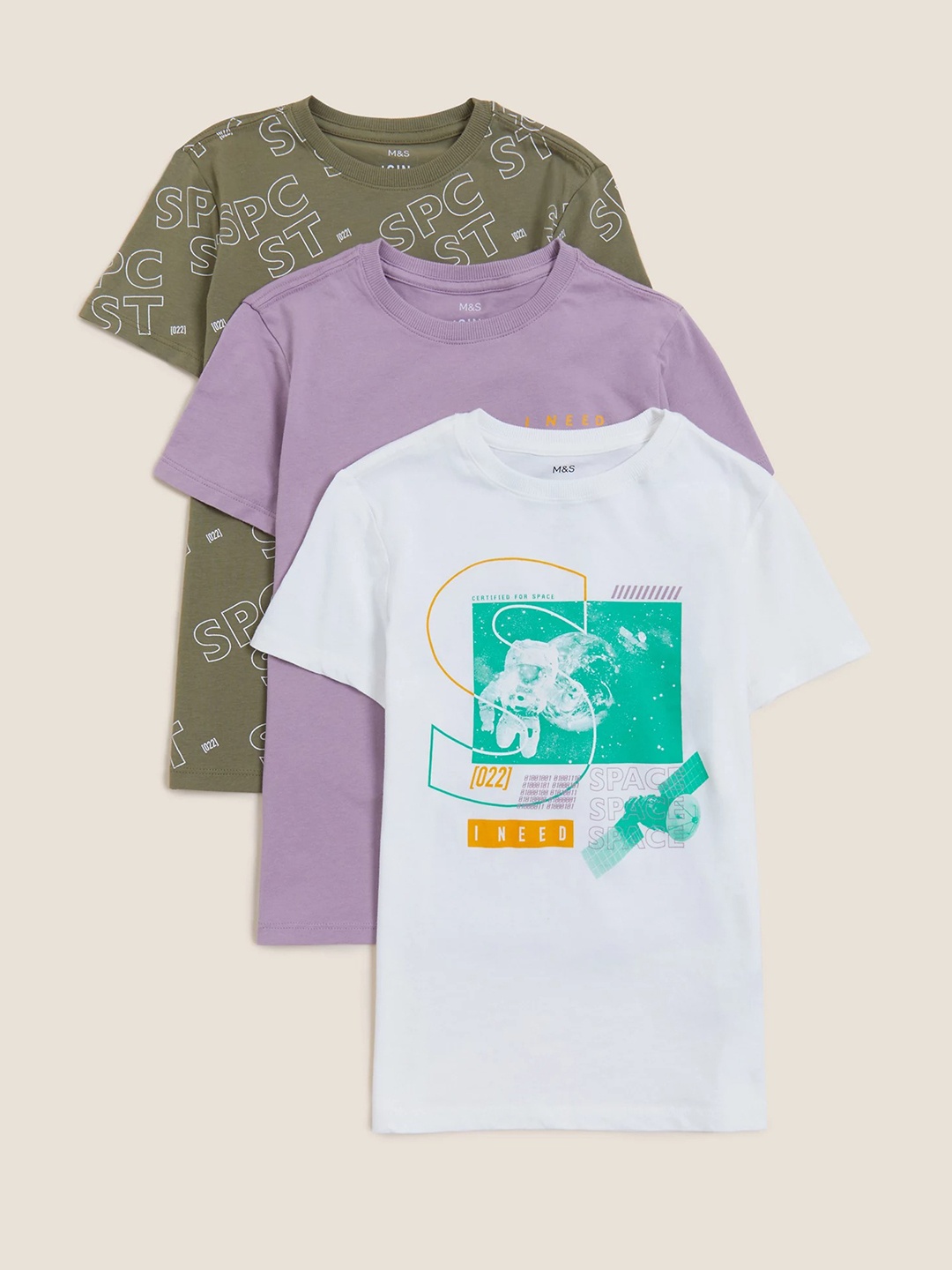 

Marks & Spencer Boys Pack of 3 Pure Cotton T-shirts, White