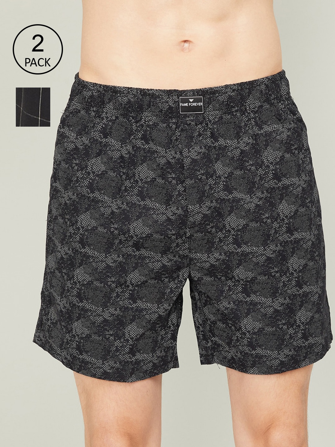 

Fame Forever By Lifestyle Men Pack of 2 Black Printed Cotton Boxers 1000010883306-BLACK